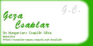 geza csaplar business card